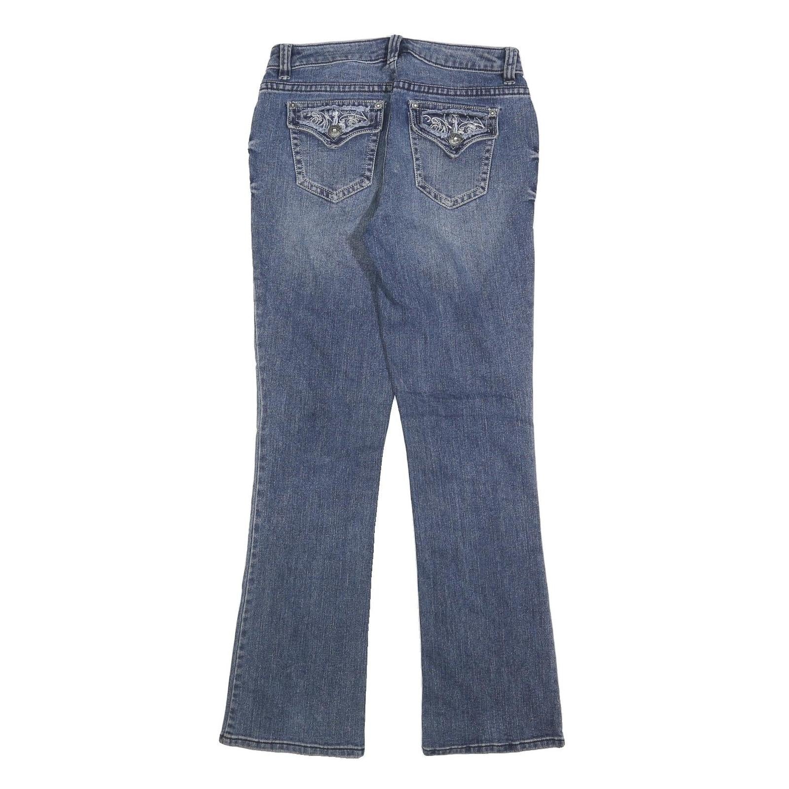 APT 9 Womens Blue Regular Boot Leg Denim Medium W28 L32 Embroidered Pockets