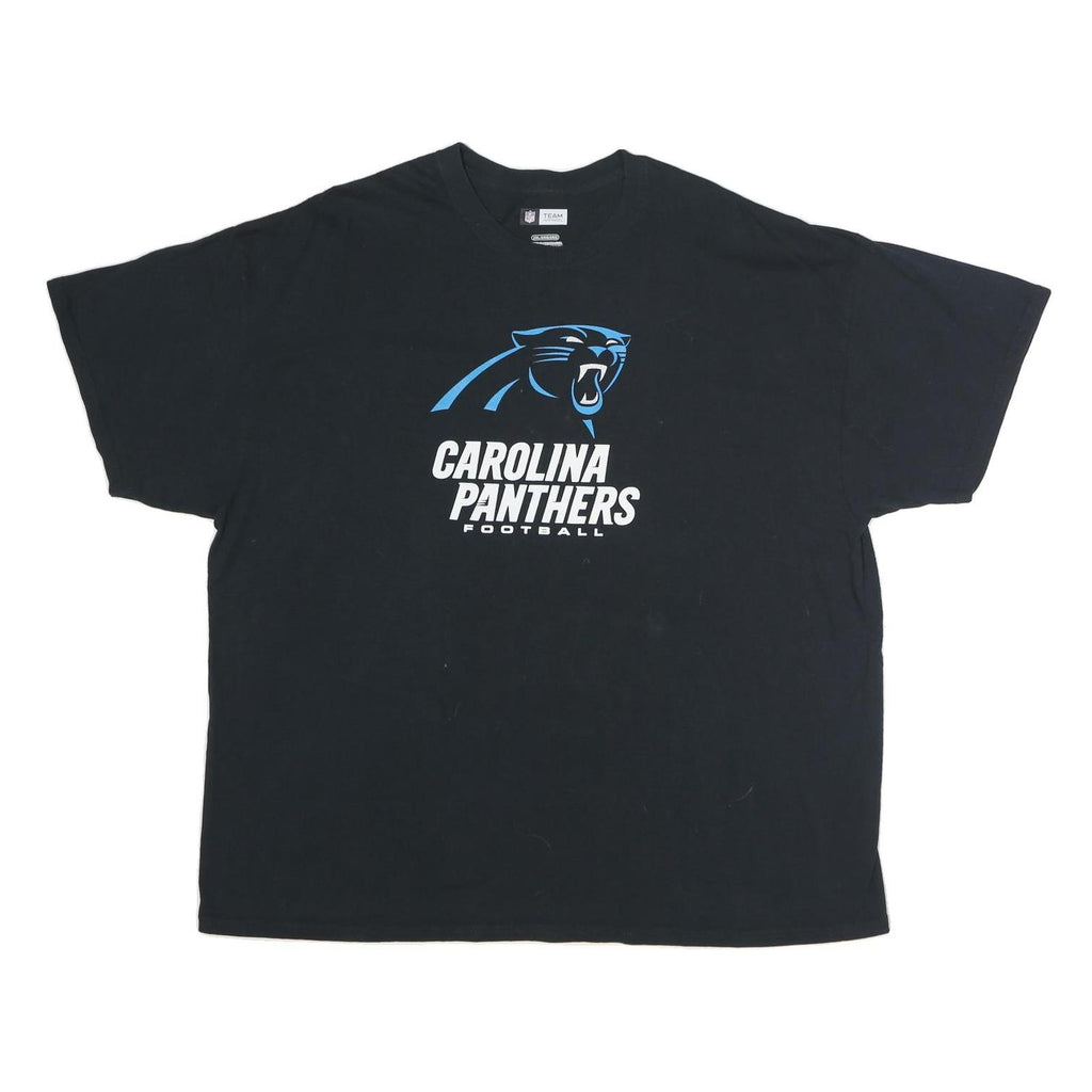 NFL Mens Black Carolina Panthers Football Graphic T-Shirt 2XL Crew Neck Short