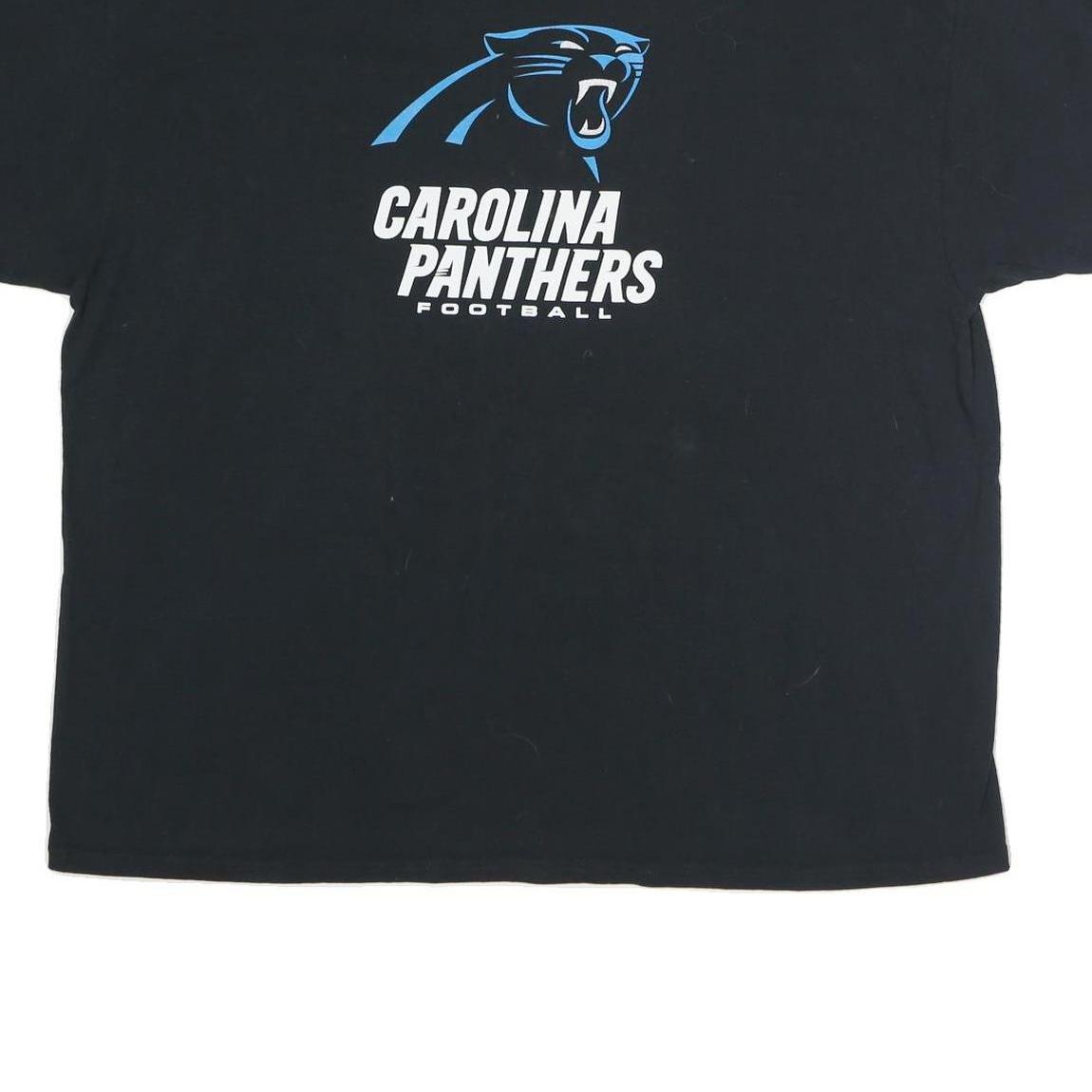 NFL Mens Black Carolina Panthers Football Graphic T-Shirt 2XL Crew Neck Short