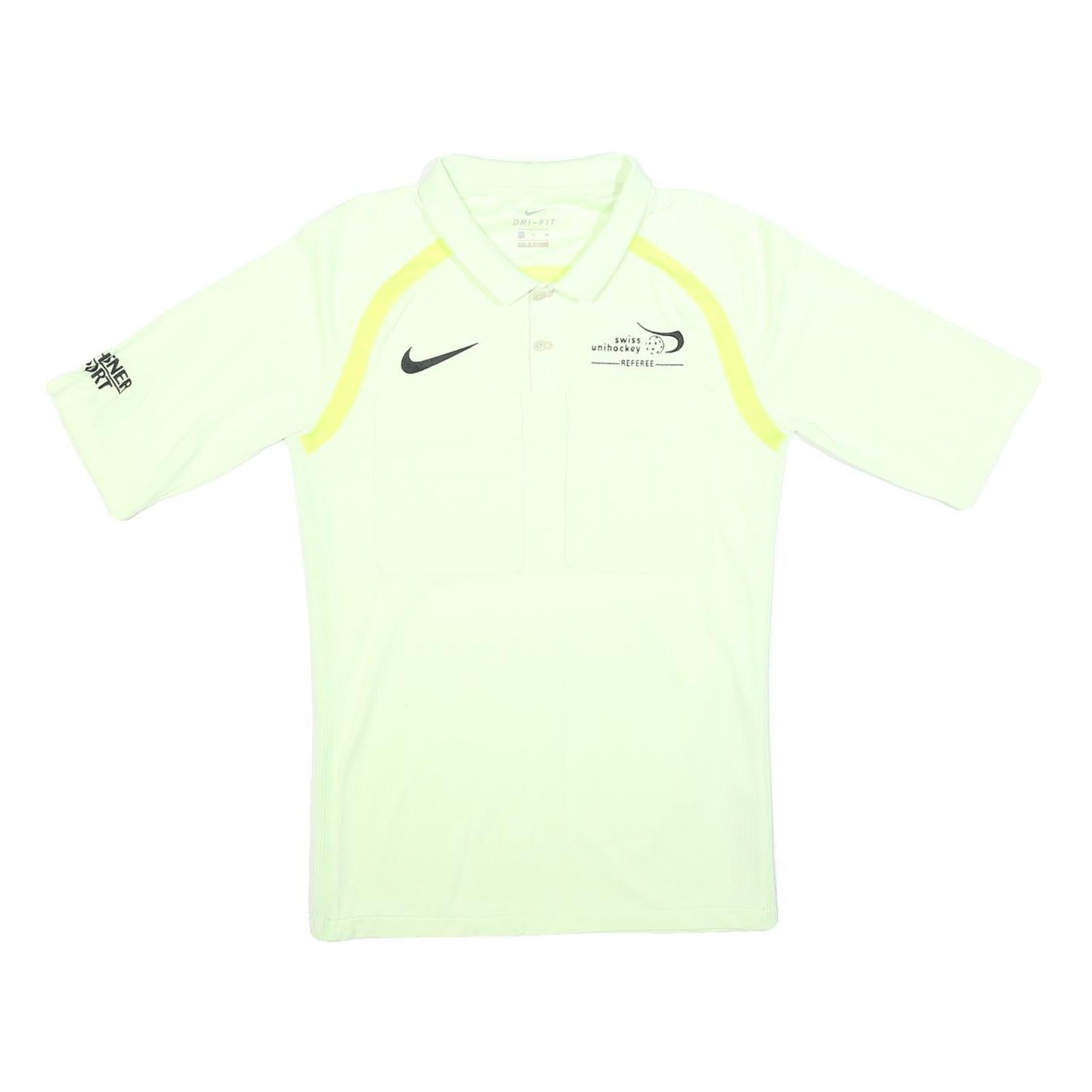 NIKE Mens Cream & Yellow Referee Short Sleeve Polo Shirt S Swiss Unihockey