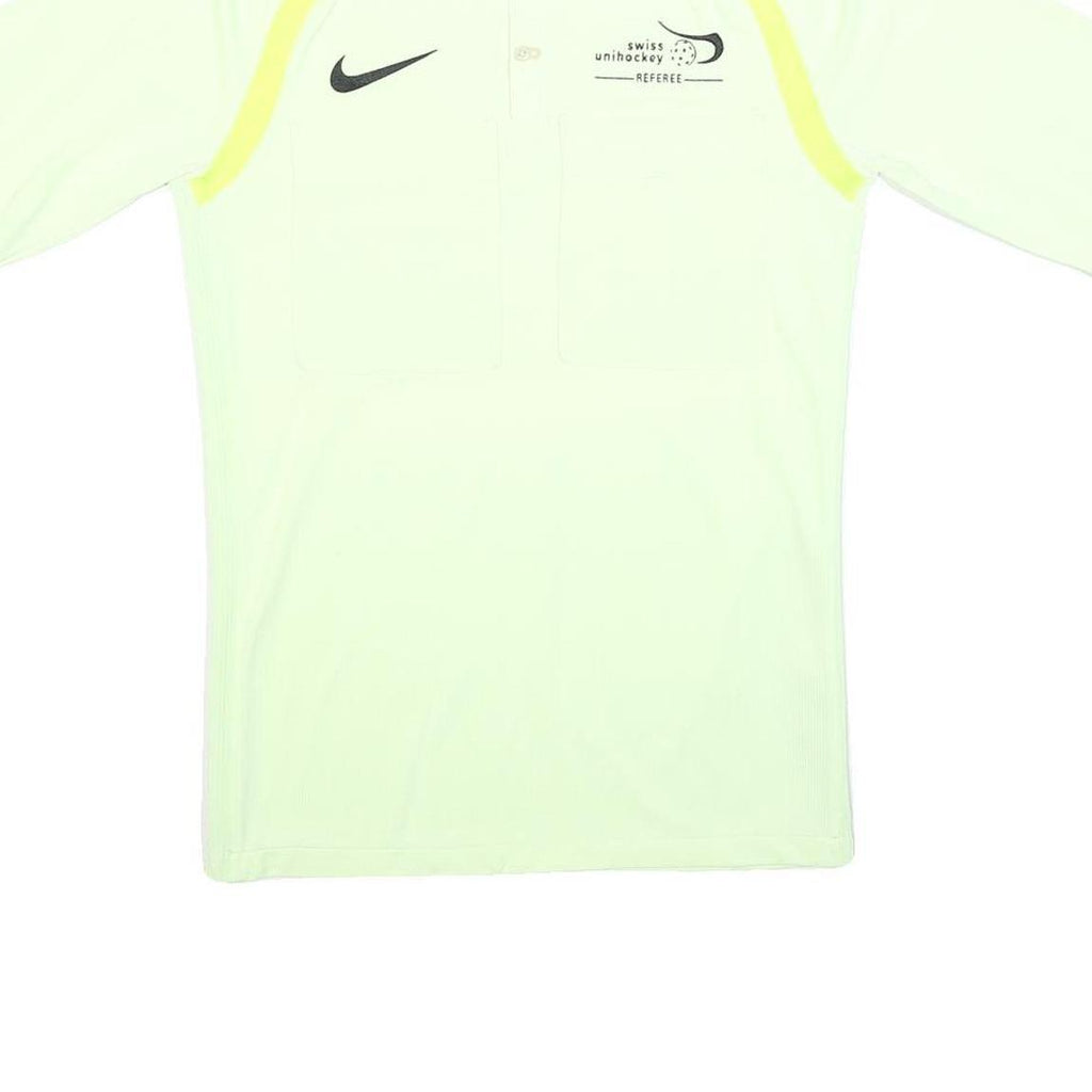 NIKE Mens Cream & Yellow Referee Short Sleeve Polo Shirt S Swiss Unihockey