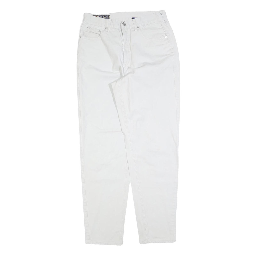 JINGLERS Mens Jeans White Regular Straight Denim W30 L31 Zip Cotton Blend