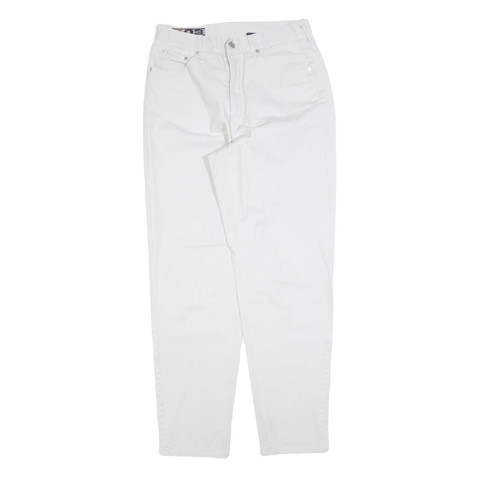 JINGLERS Mens Jeans White Regular Straight Denim W30 L31 Zip Cotton Blend