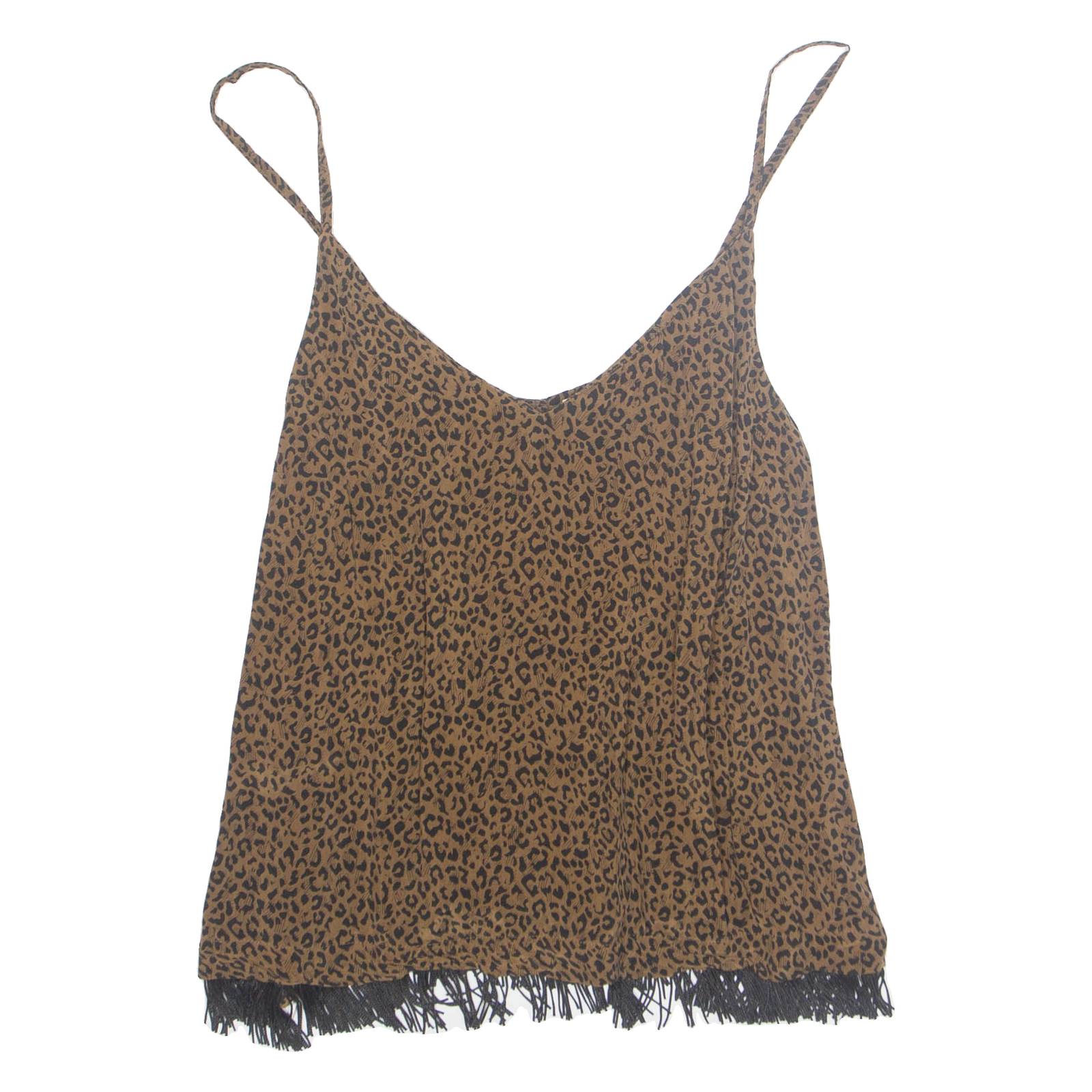 HAYS Womens Camisole Vest Brown V-Neck Animal Print S