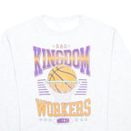 Mens White Sweatshirt Kingdom Workers Basketball Print Crew Neck S Cotton Blend