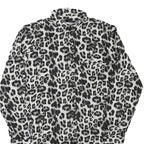 ZARA Womens Black White Leopard Print Shirt Long Sleeve Button Neck M Animal