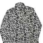 ZARA Womens Black White Leopard Print Shirt Long Sleeve Button Neck M Animal