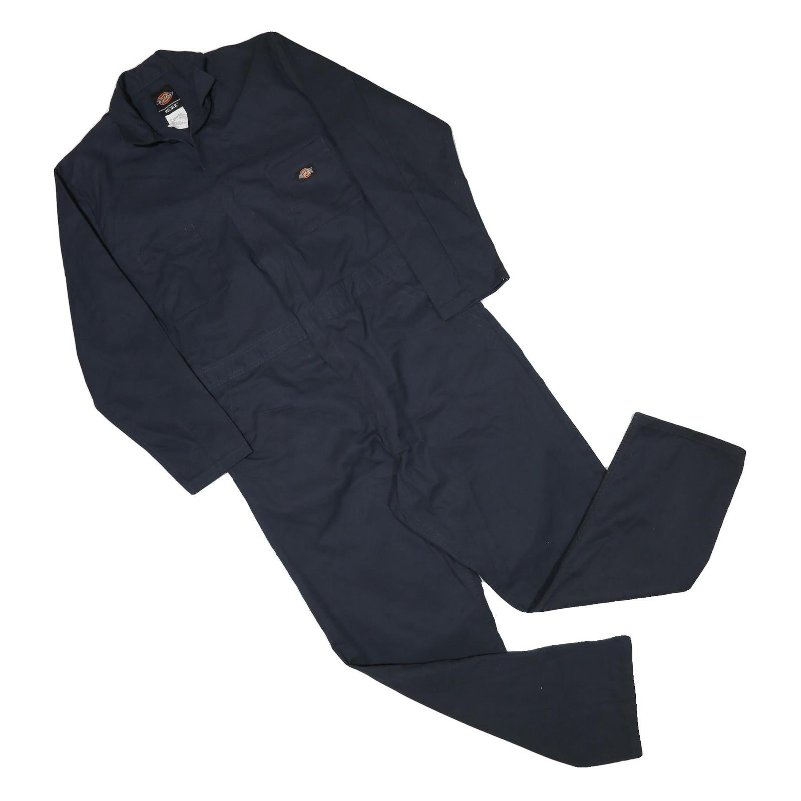DICKIES Mens Navy Blue Dungarees Regular Fit Cotton Blend L W40 L30 Workwear