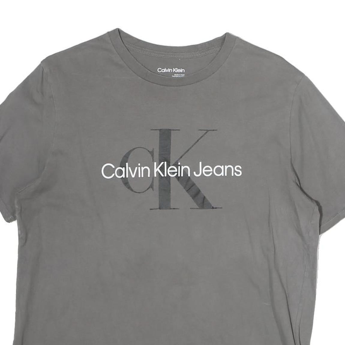 CALVIN KLEIN JEANS Mens Grey Graphic T-Shirt M Short Sleeve Crew Neck Casual