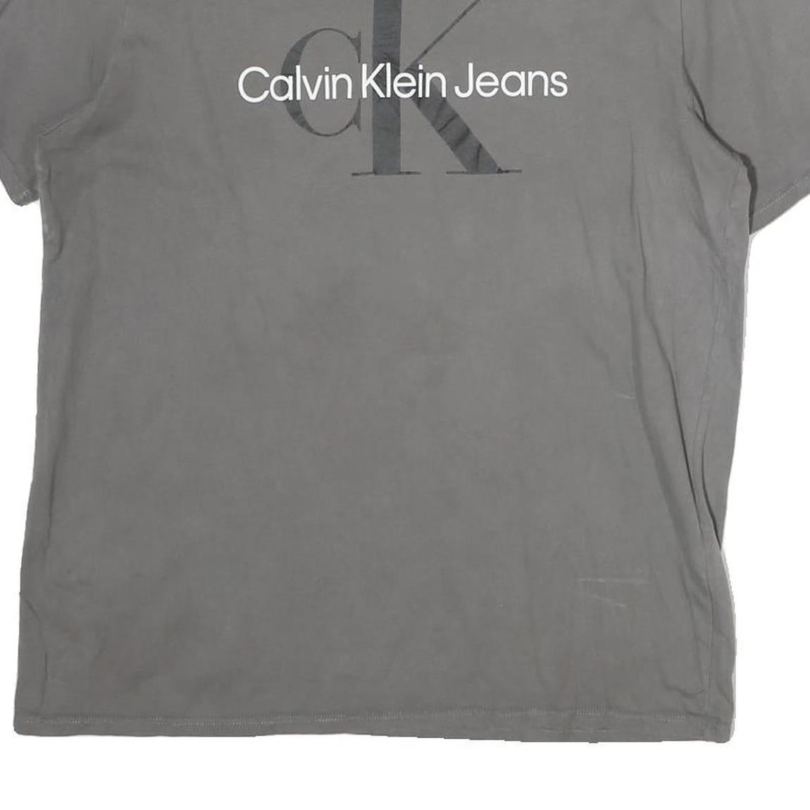 CALVIN KLEIN JEANS Mens Grey Graphic T-Shirt M Short Sleeve Crew Neck Casual