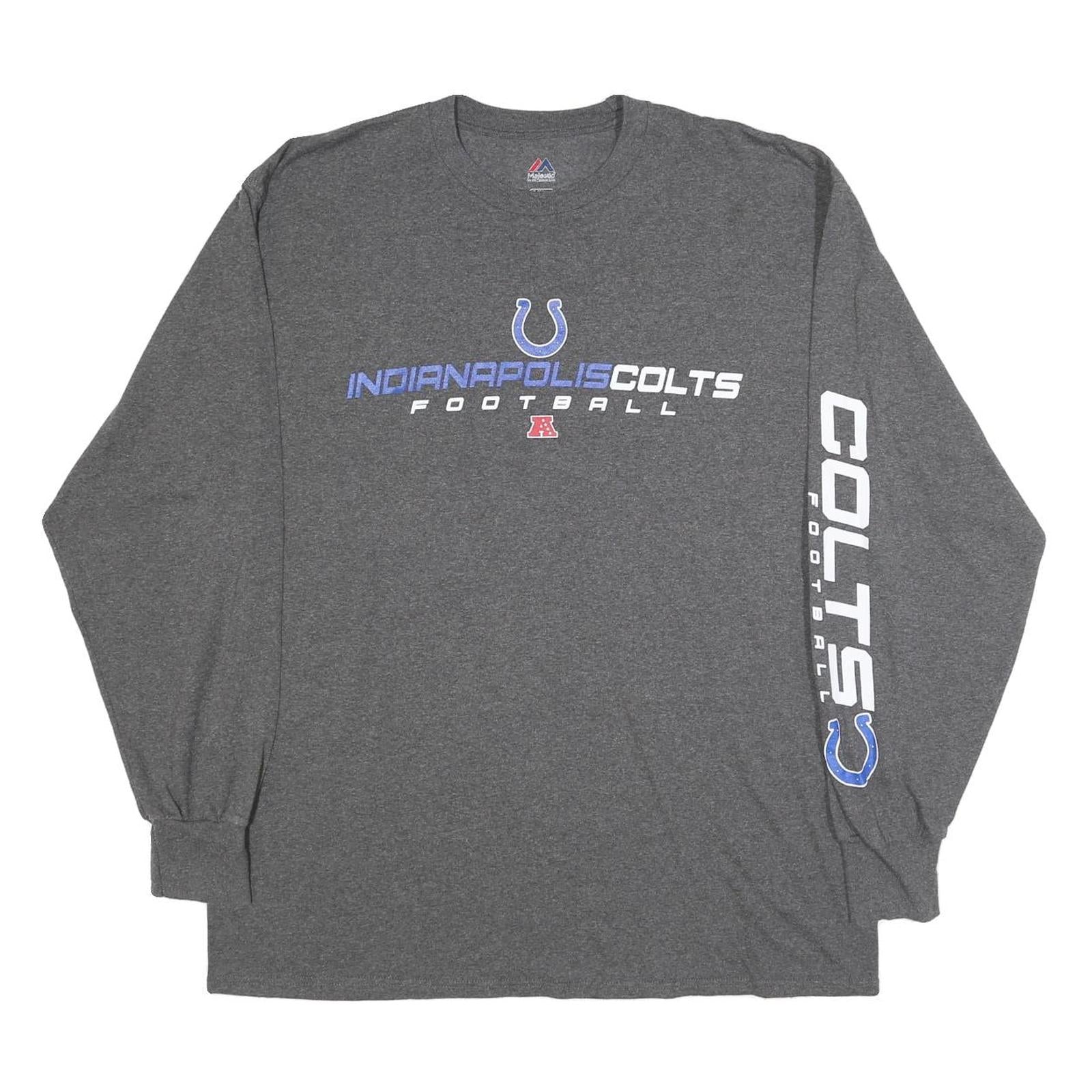 MAJESTIC Mens Grey Indianapolis Colts Football Long Sleeve Crew Neck XL T-Shirt