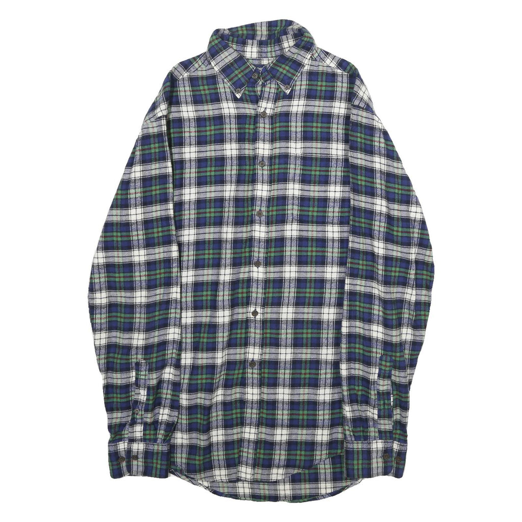 CROFT & BARROW Mens Blue Green White Check Shirt S Button-Down Collar Long