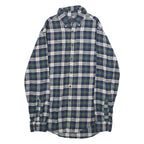 CROFT & BARROW Mens Blue Green White Check Shirt S Button-Down Collar Long