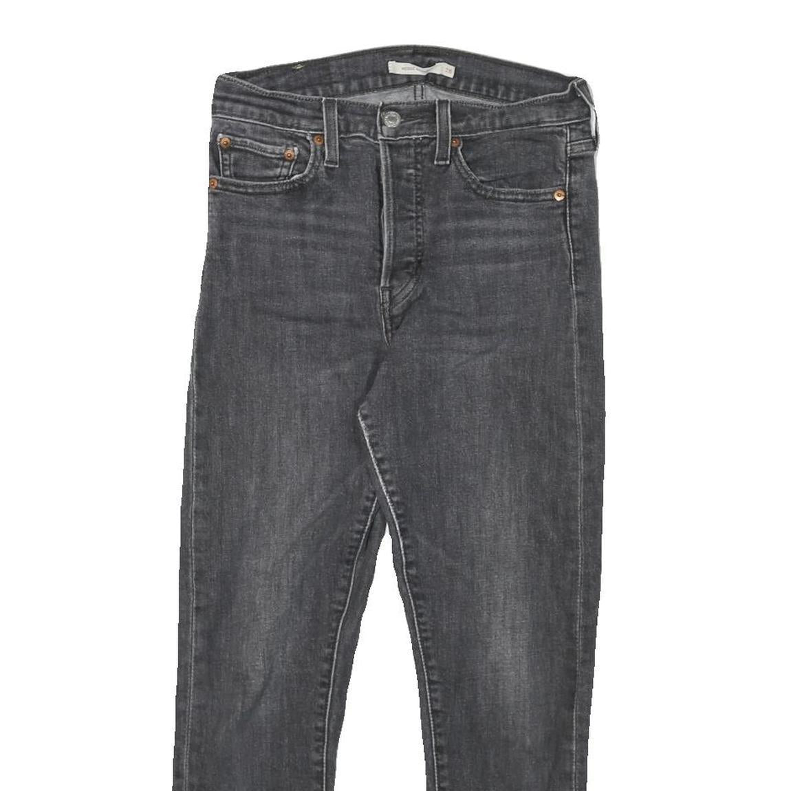 LEVI'S Womens Slim Black Denim Skinny Jeans W27 L25 Button Closure Casual