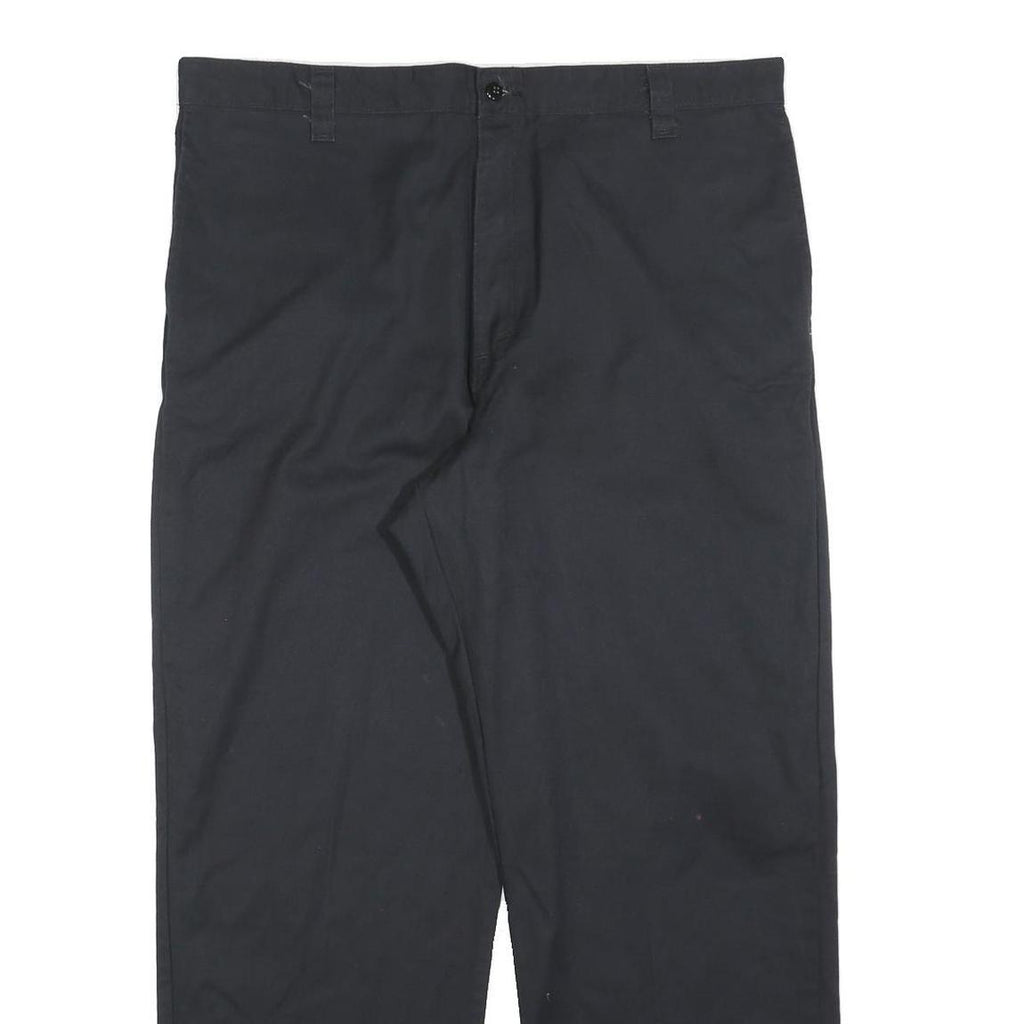 DICKIES Mens Black Regular Fit Straight Trousers Cotton Blend Zip W38 L30