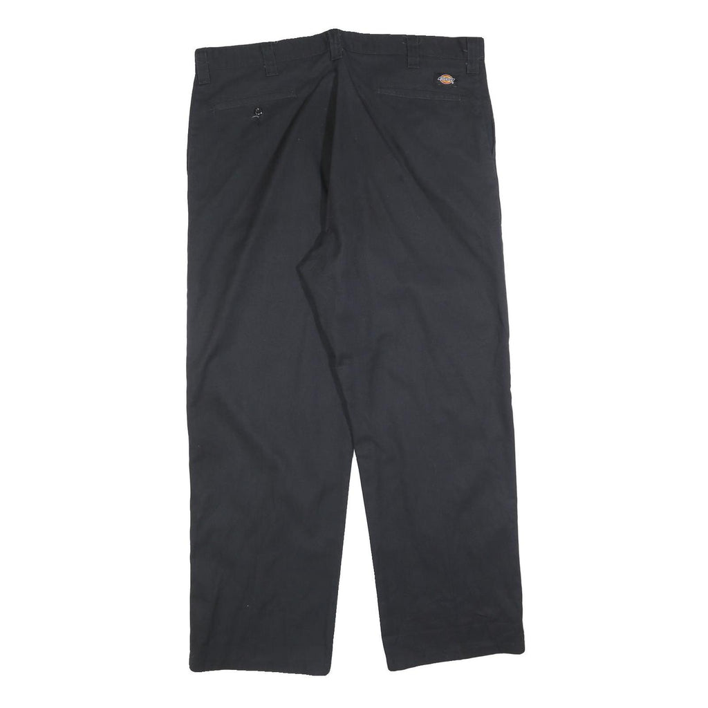 DICKIES Mens Black Regular Fit Straight Trousers Cotton Blend Zip W38 L30