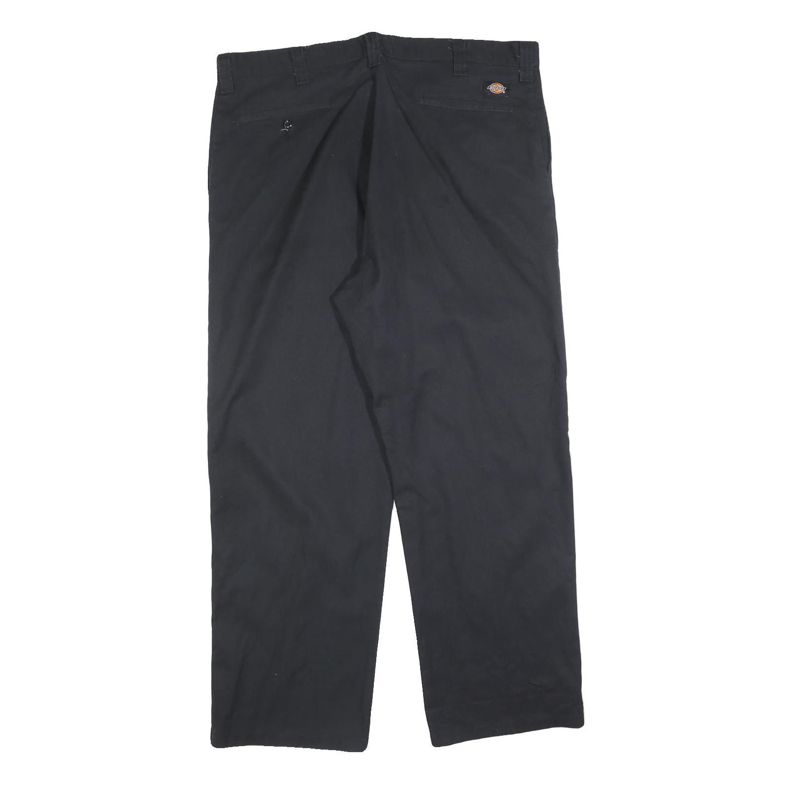 DICKIES Mens Black Regular Fit Straight Trousers Cotton Blend Zip W38 L30