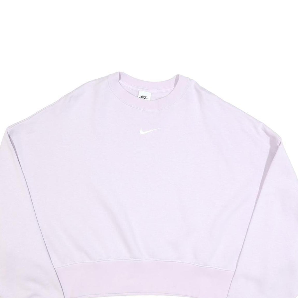 NIKE Womens Lilac Purple Crew Neck M Small Swoosh Logo Cropped Sweatshirt