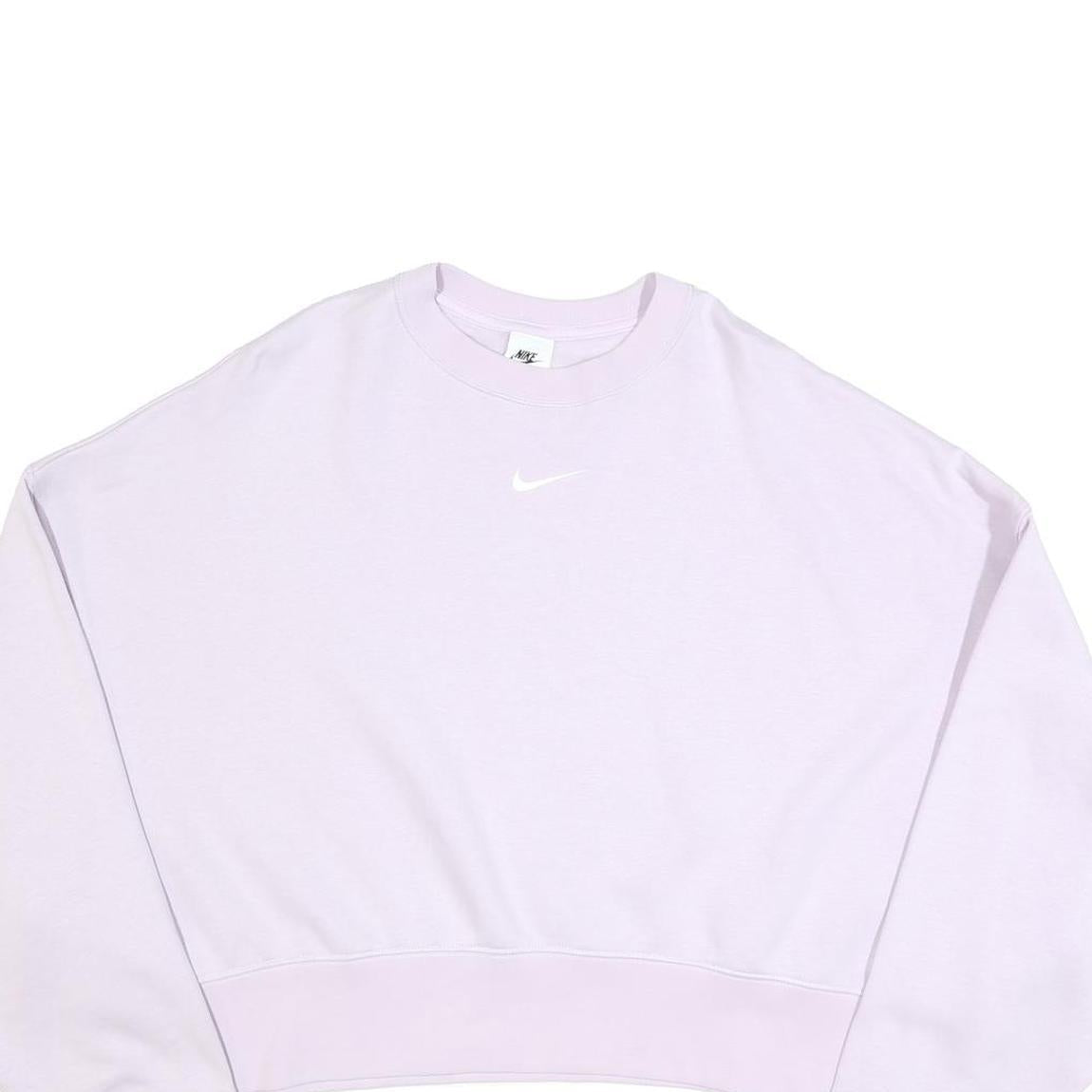 NIKE Womens Lilac Purple Crew Neck M Small Swoosh Logo Cropped Sweatshirt