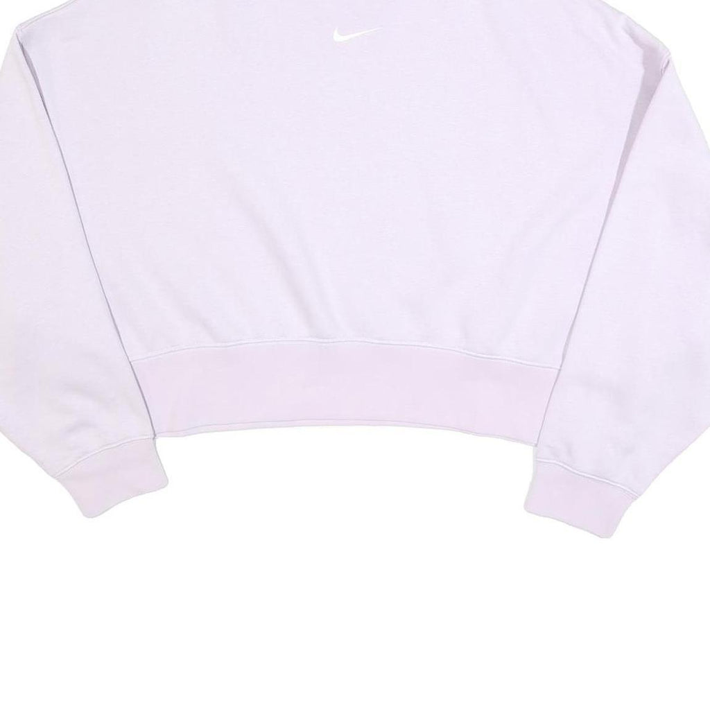NIKE Womens Lilac Purple Crew Neck M Small Swoosh Logo Cropped Sweatshirt