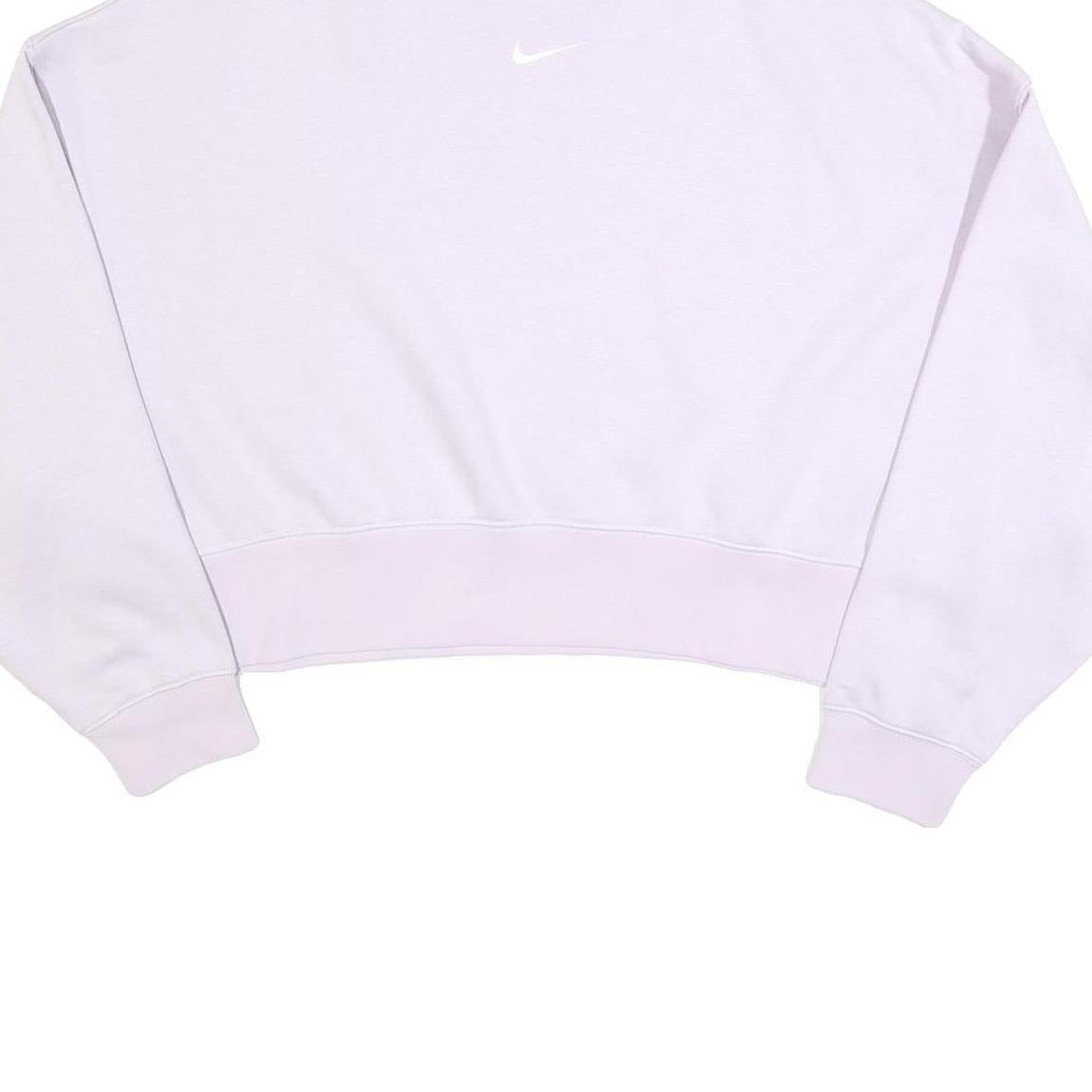 NIKE Womens Lilac Purple Crew Neck M Small Swoosh Logo Cropped Sweatshirt