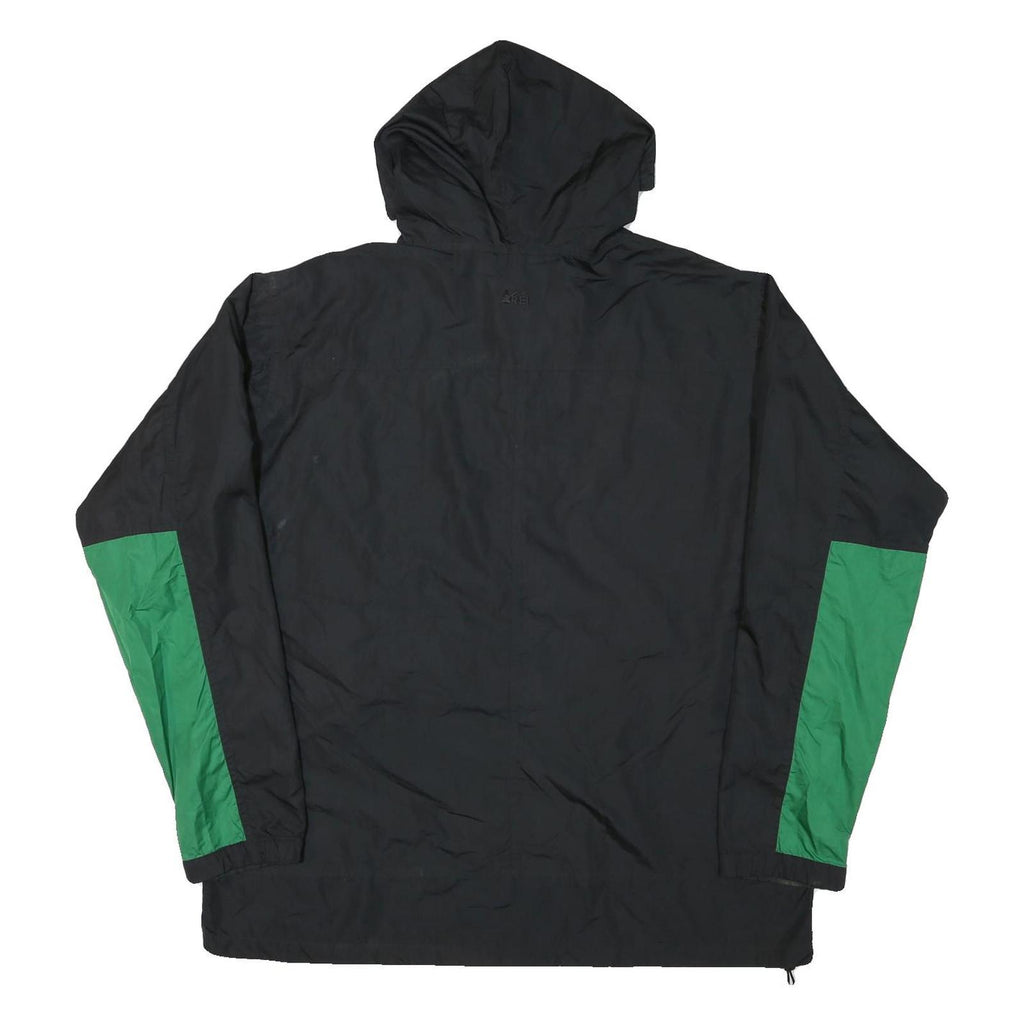 REI Mens Black & Green Outdoor Jacket 3XL Polyester Blend Zip Hooded Casual