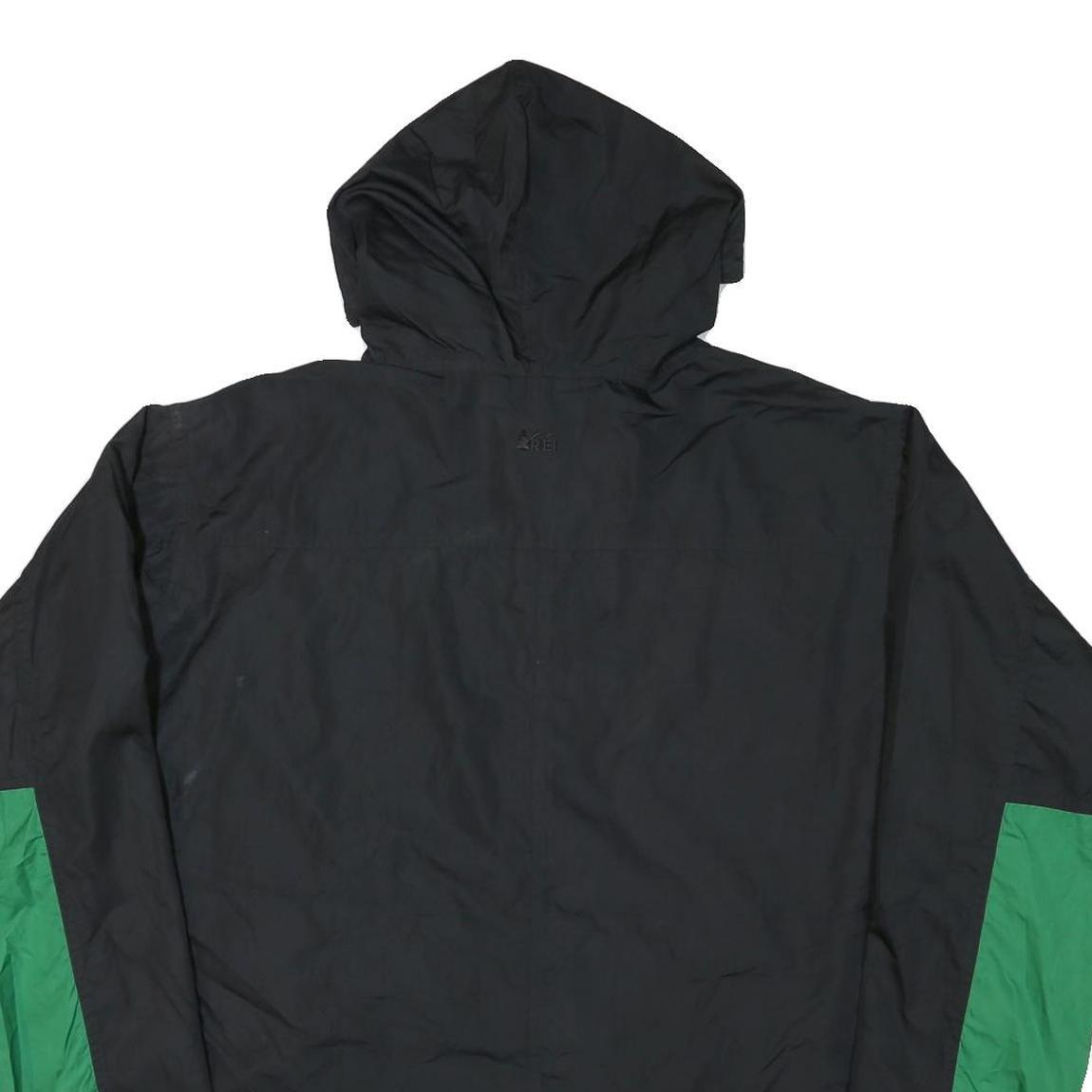 REI Mens Black & Green Outdoor Jacket 3XL Polyester Blend Zip Hooded Casual