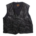 BULUR Mens Gilet Black Faux Leather XL