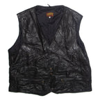 BULUR Mens Gilet Black Faux Leather XL