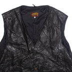 BULUR Mens Gilet Black Faux Leather XL