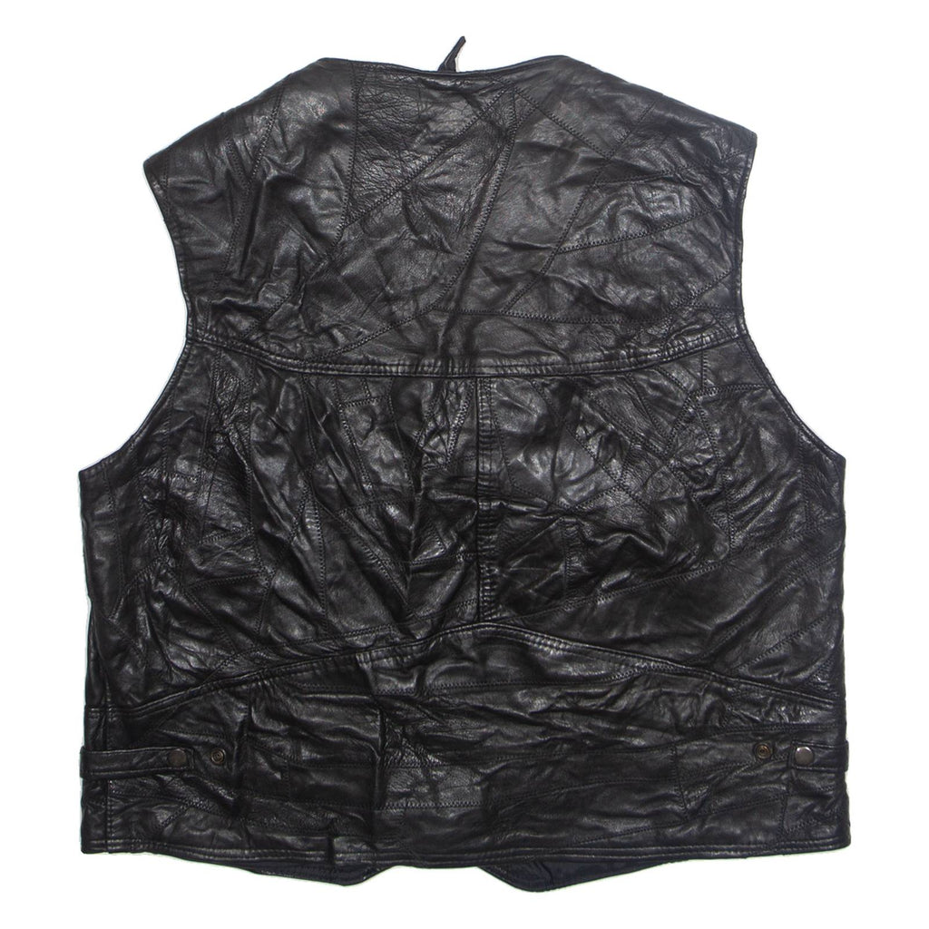 BULUR Mens Gilet Black Faux Leather XL