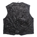 BULUR Mens Gilet Black Faux Leather XL