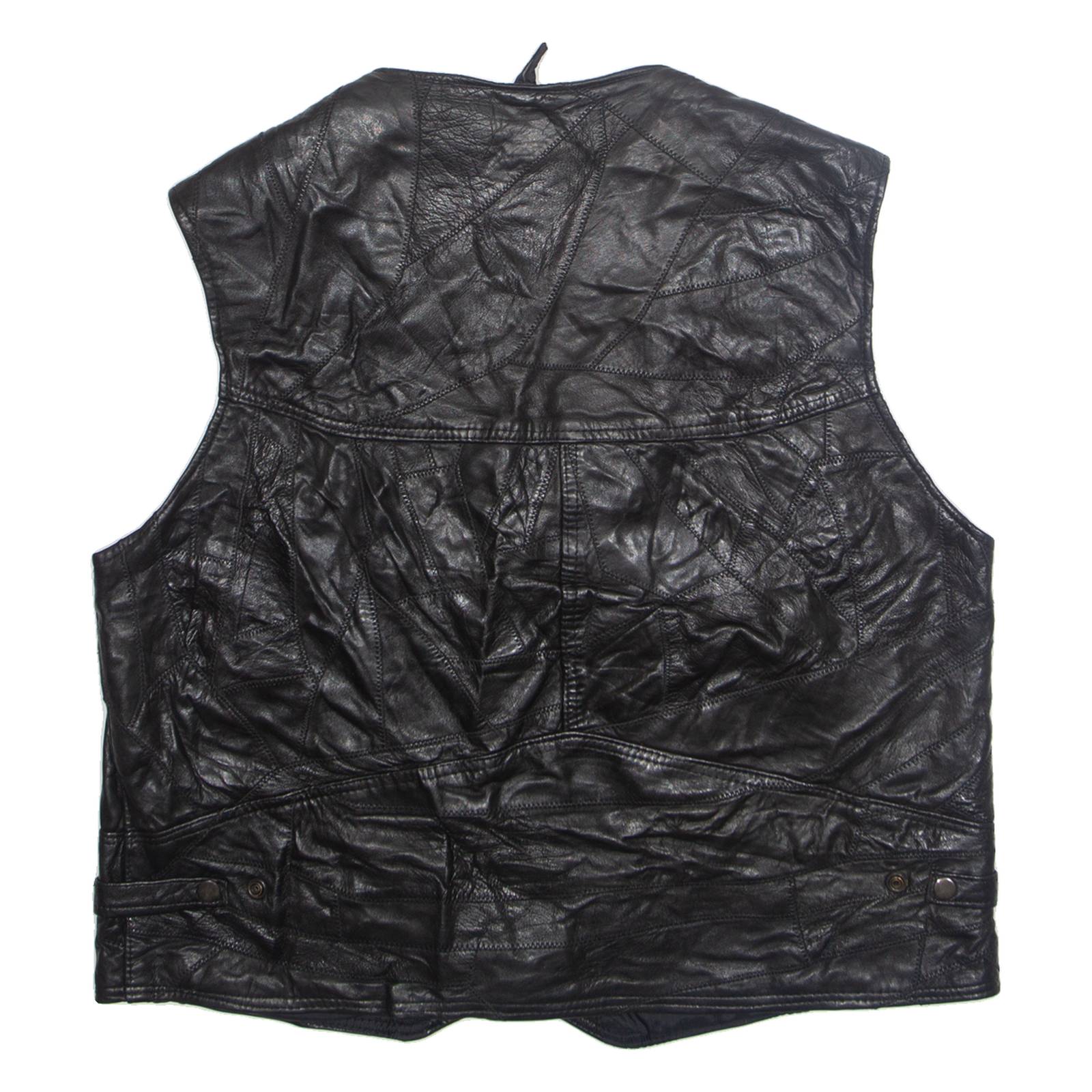 BULUR Mens Gilet Black Faux Leather XL