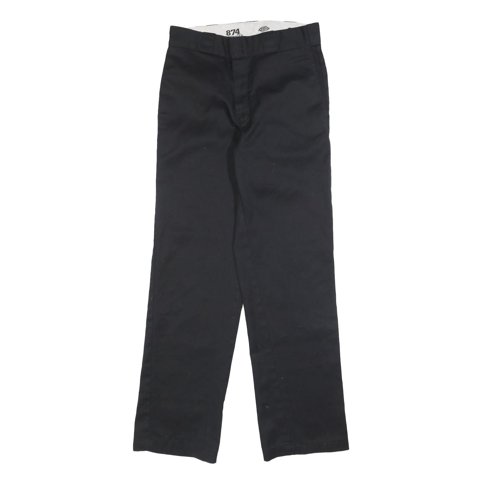 DICKIES Mens Black Regular Fit Straight Leg Cotton Blend Trousers W30 L32