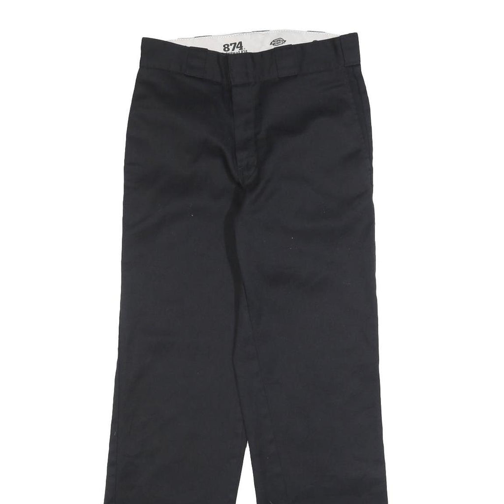 DICKIES Mens Black Regular Fit Straight Leg Cotton Blend Trousers W30 L32