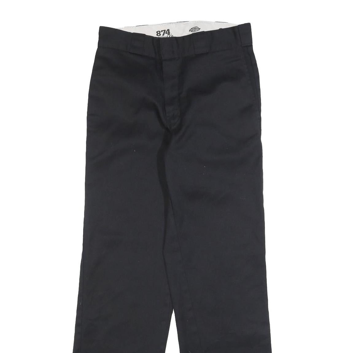 DICKIES Mens Black Regular Fit Straight Leg Cotton Blend Trousers W30 L32