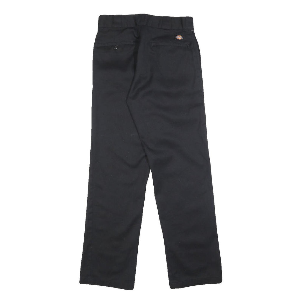 DICKIES Mens Black Regular Fit Straight Leg Cotton Blend Trousers W30 L32
