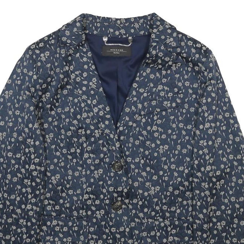 WEEKEND MAX MARA Womens Blue Cotton Blend Floral Jacket UK 14 Button Closure
