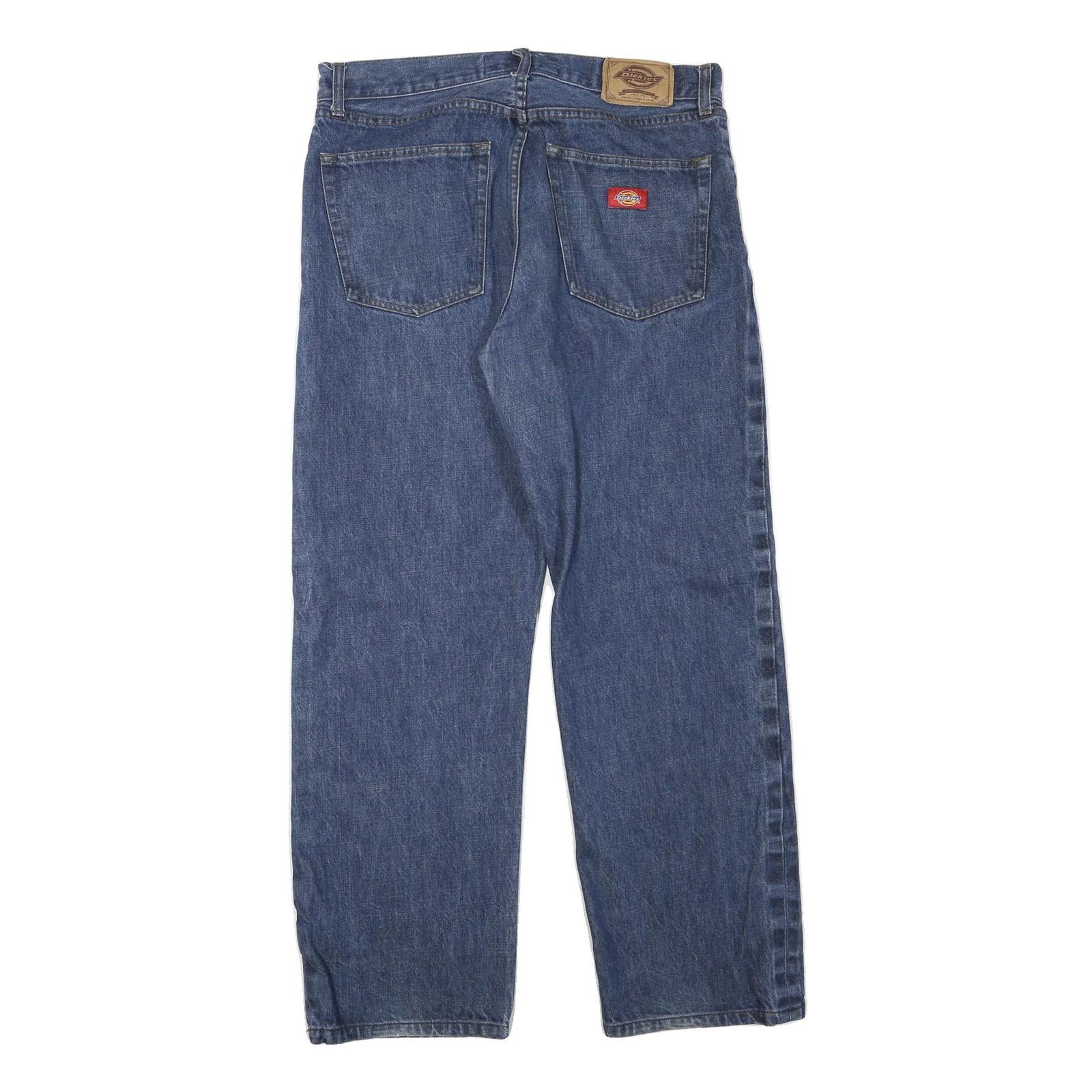 DICKIES Womens Jeans Blue Regular Straight Denim W34 L30 Button Closure