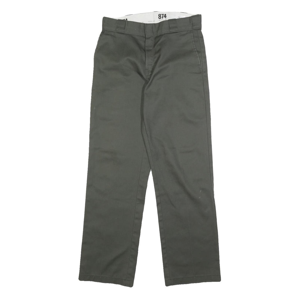 DICKIES Mens Regular Fit Green Cotton Blend Trousers W30 L32 Workwear Straight