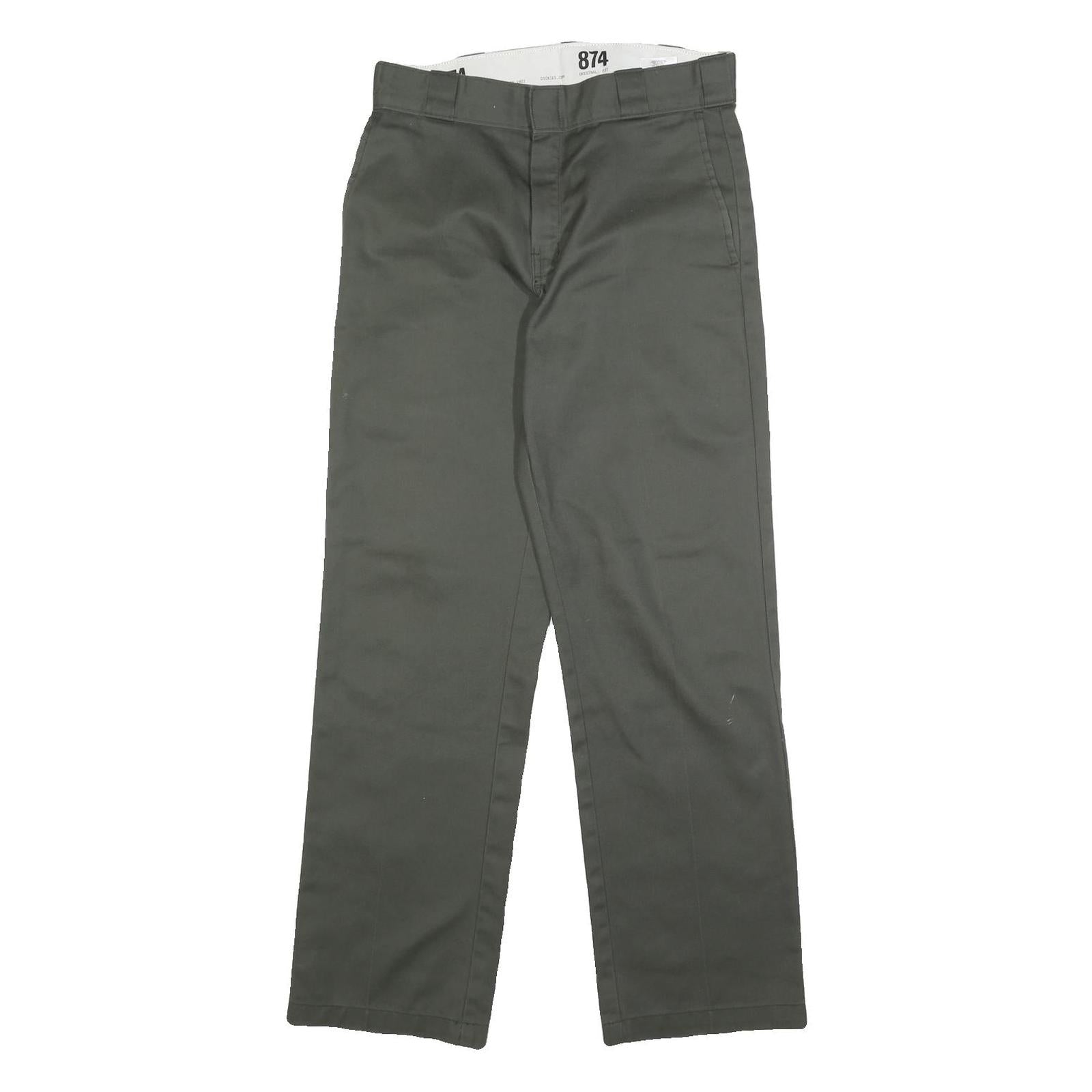 DICKIES Mens Regular Fit Green Cotton Blend Trousers W30 L32 Workwear Straight