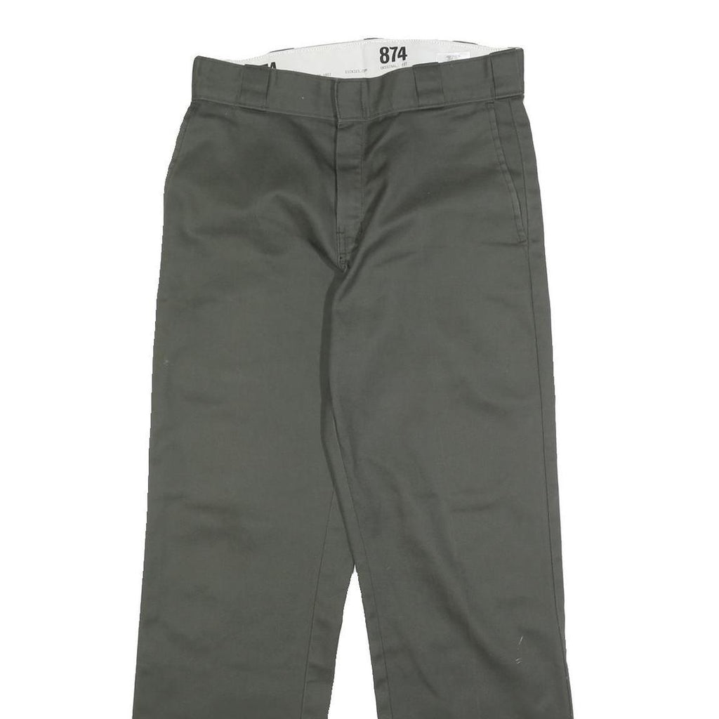 DICKIES Mens Regular Fit Green Cotton Blend Trousers W30 L32 Workwear Straight