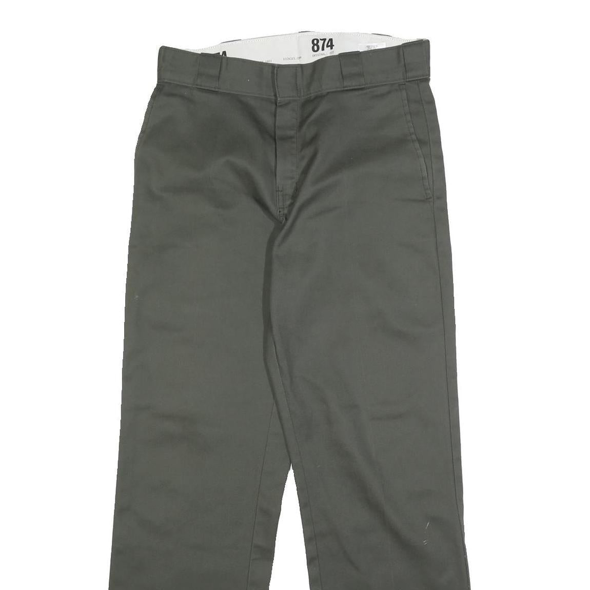 DICKIES Mens Regular Fit Green Cotton Blend Trousers W30 L32 Workwear Straight