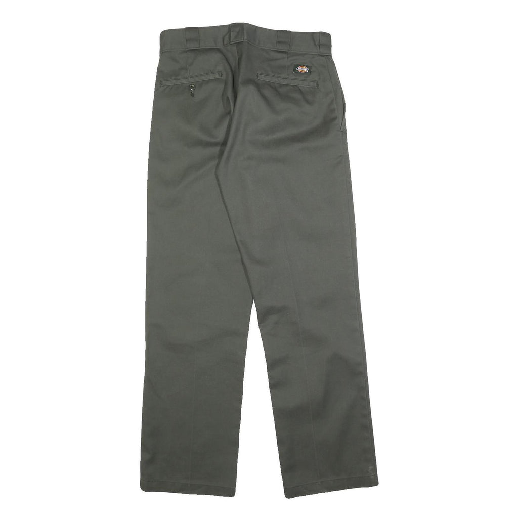 DICKIES Mens Regular Fit Green Cotton Blend Trousers W30 L32 Workwear Straight