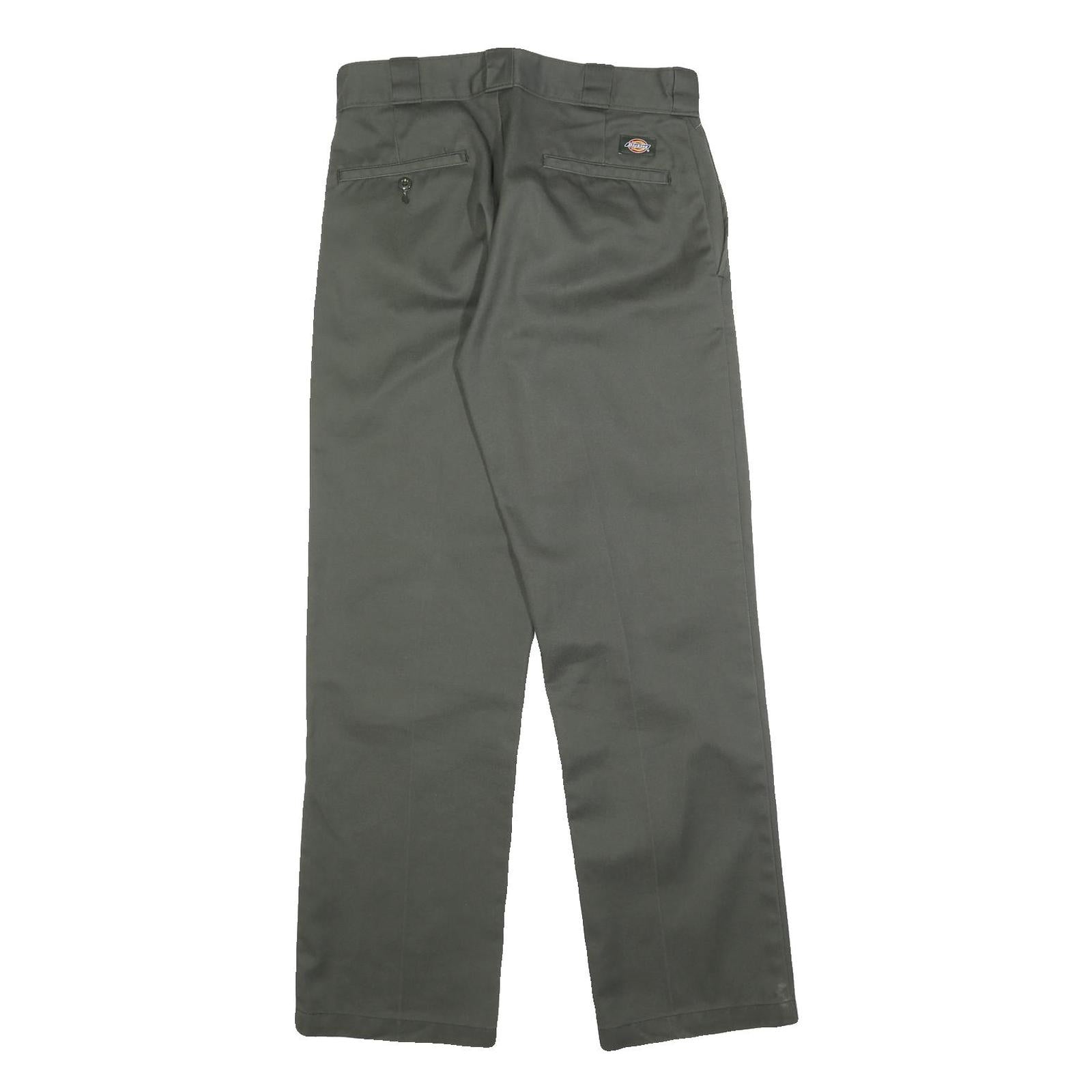 DICKIES Mens Regular Fit Green Cotton Blend Trousers W30 L32 Workwear Straight