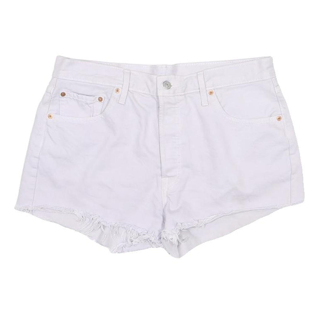 LEVI'S Womens Shorts White Cotton Blend Casual M W34 Distressed Hem