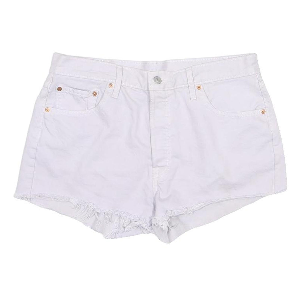 LEVI'S Womens Shorts White Cotton Blend Casual M W34 Distressed Hem