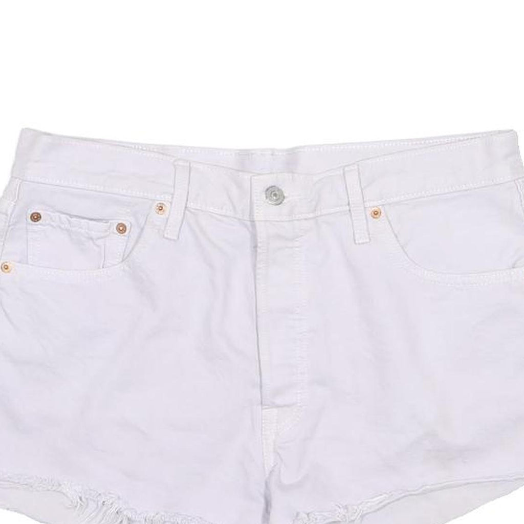 LEVI'S Womens Shorts White Cotton Blend Casual M W34 Distressed Hem