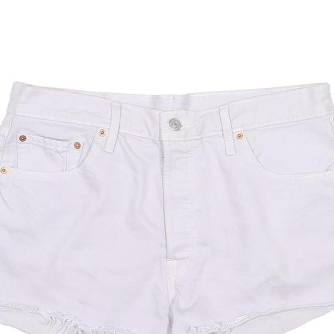 LEVI'S Womens Shorts White Cotton Blend Casual M W34 Distressed Hem