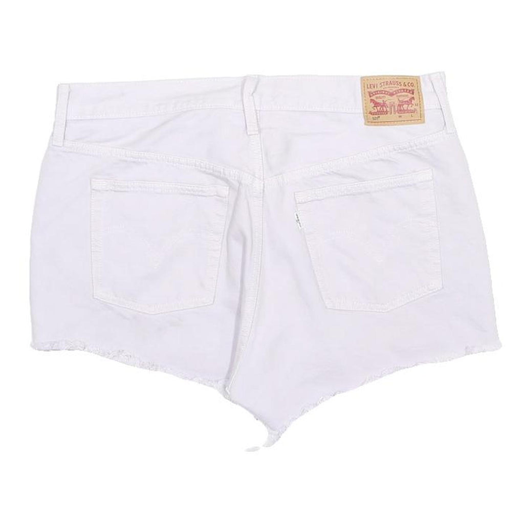 LEVI'S Womens Shorts White Cotton Blend Casual M W34 Distressed Hem